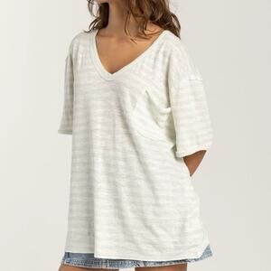 Free People Light Striped V-Neck Tee